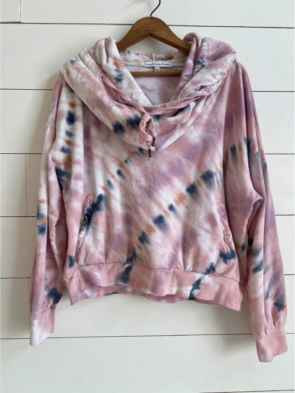 Young Fabulous & Broke Raissa Tie-dye Draped Pullover Hoodie Women's Size L